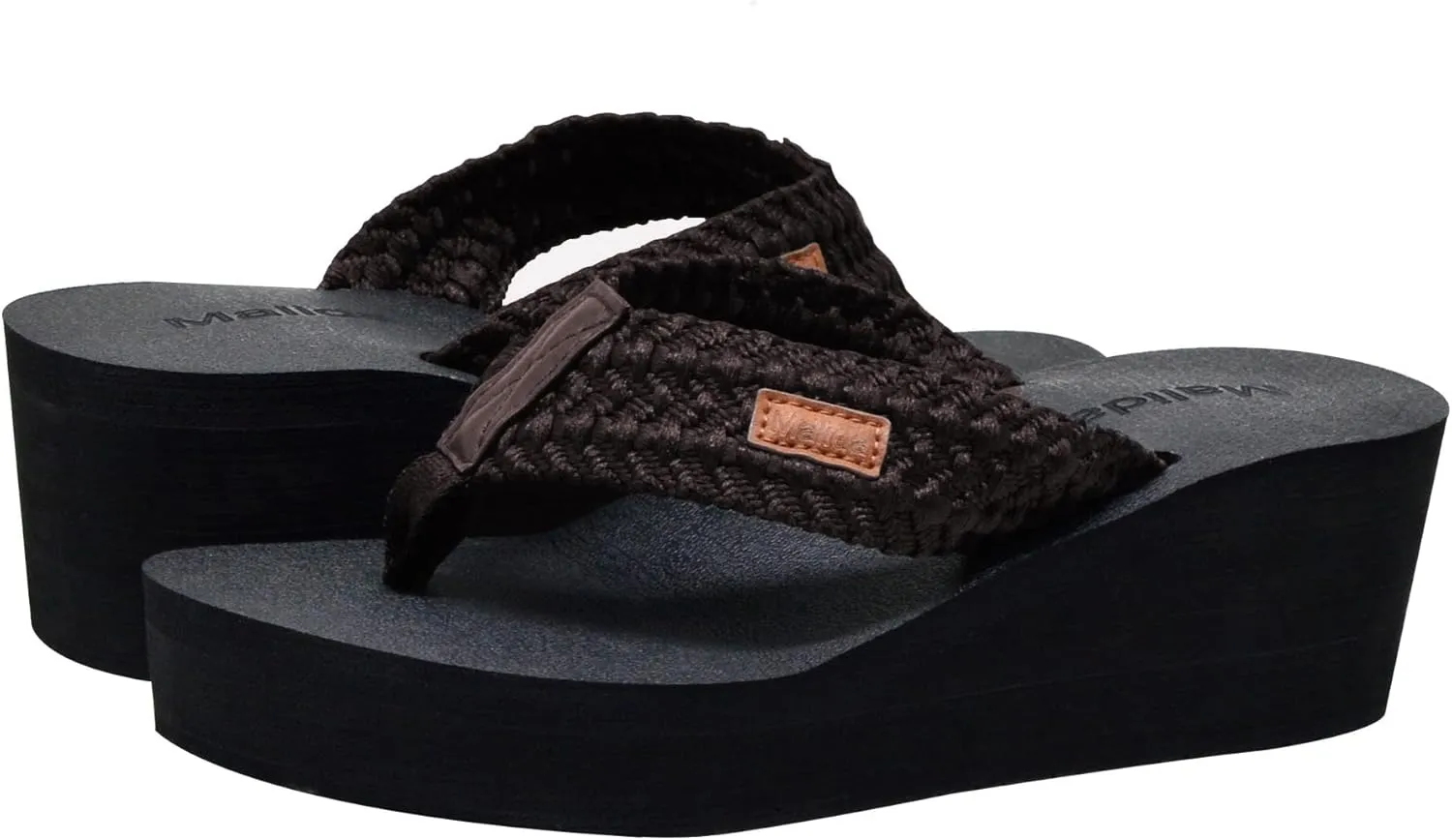 MALIDA Womens Wedge Arch Support Flip Flops Cushion Soft Rubber Midsole Platform Thong Sandals with Rubber Sole