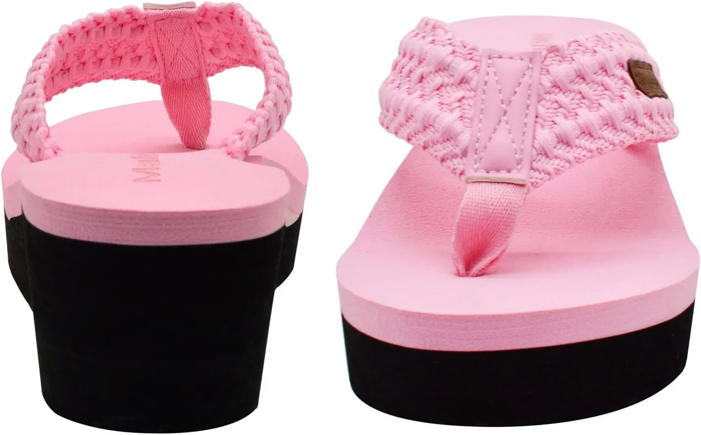 MALIDA Womens Wedge Arch Support Flip Flops Cushion Soft Rubber Midsole Platform Thong Sandals with Rubber Sole