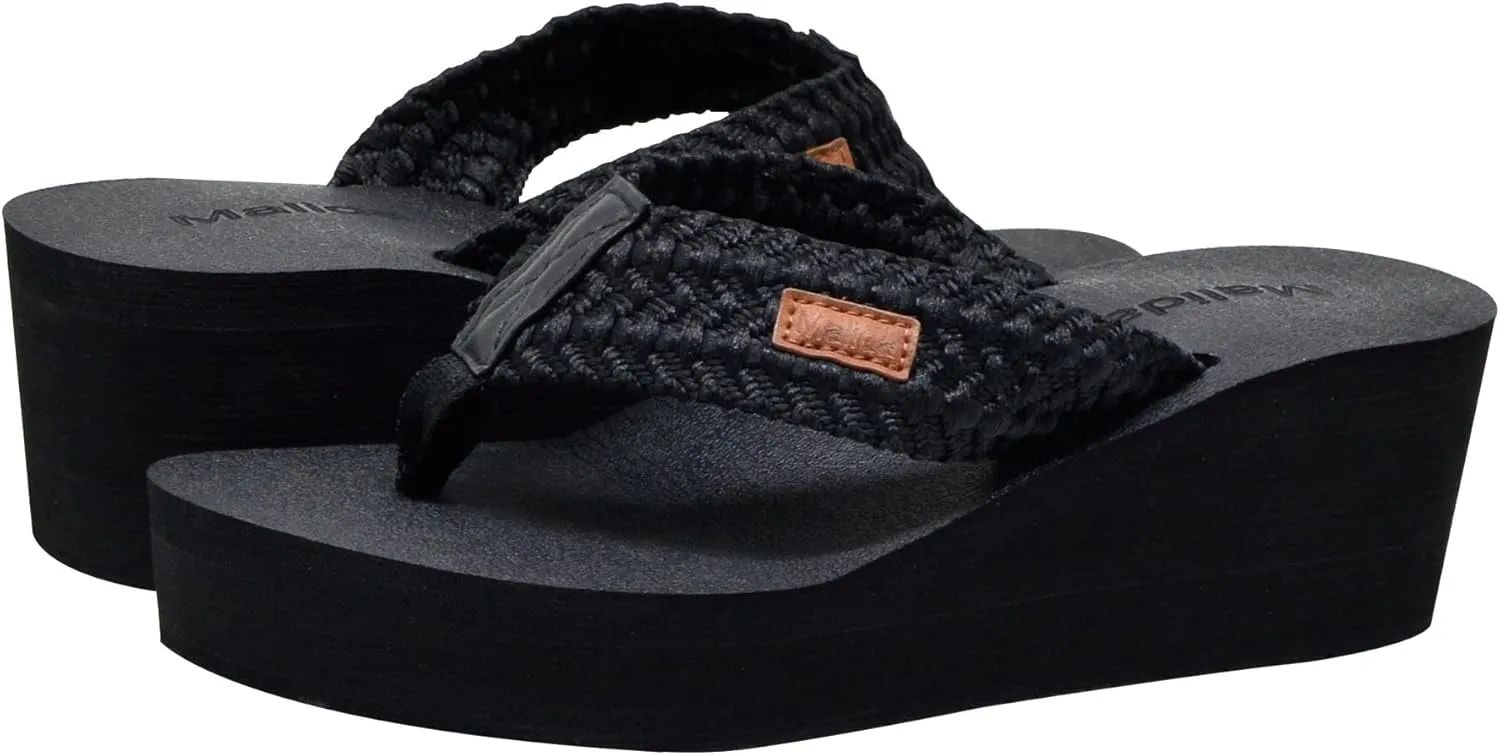 MALIDA Womens Wedge Arch Support Flip Flops Cushion Soft Rubber Midsole Platform Thong Sandals with Rubber Sole