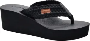 MALIDA Womens Wedge Arch Support Flip Flops Cushion Soft Rubber Midsole Platform Thong Sandals with Rubber Sole