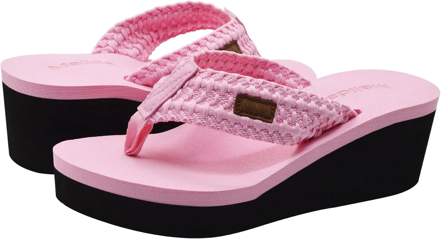 MALIDA Womens Wedge Arch Support Flip Flops Cushion Soft Rubber Midsole Platform Thong Sandals with Rubber Sole