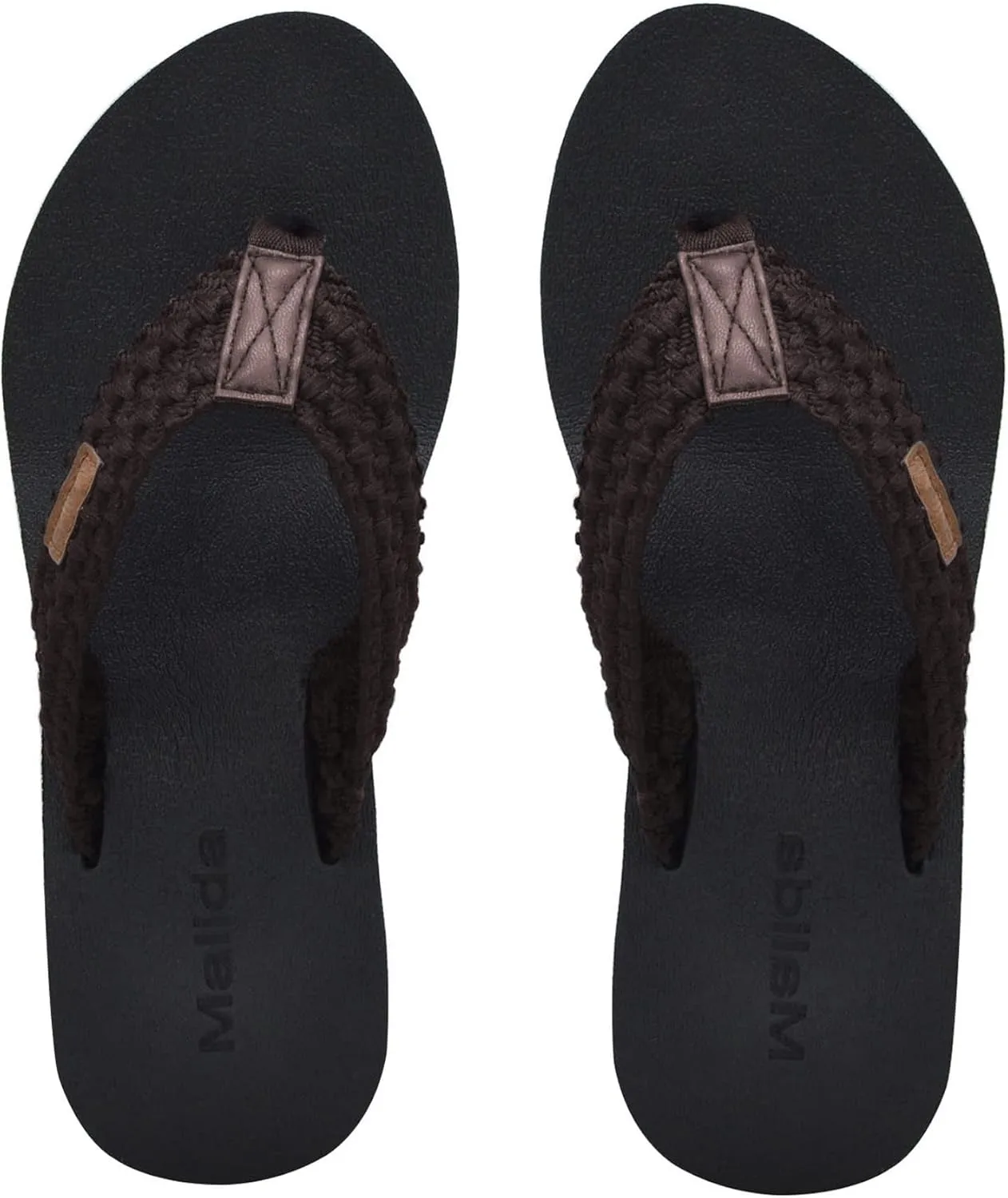 MALIDA Womens Wedge Arch Support Flip Flops Cushion Soft Rubber Midsole Platform Thong Sandals with Rubber Sole