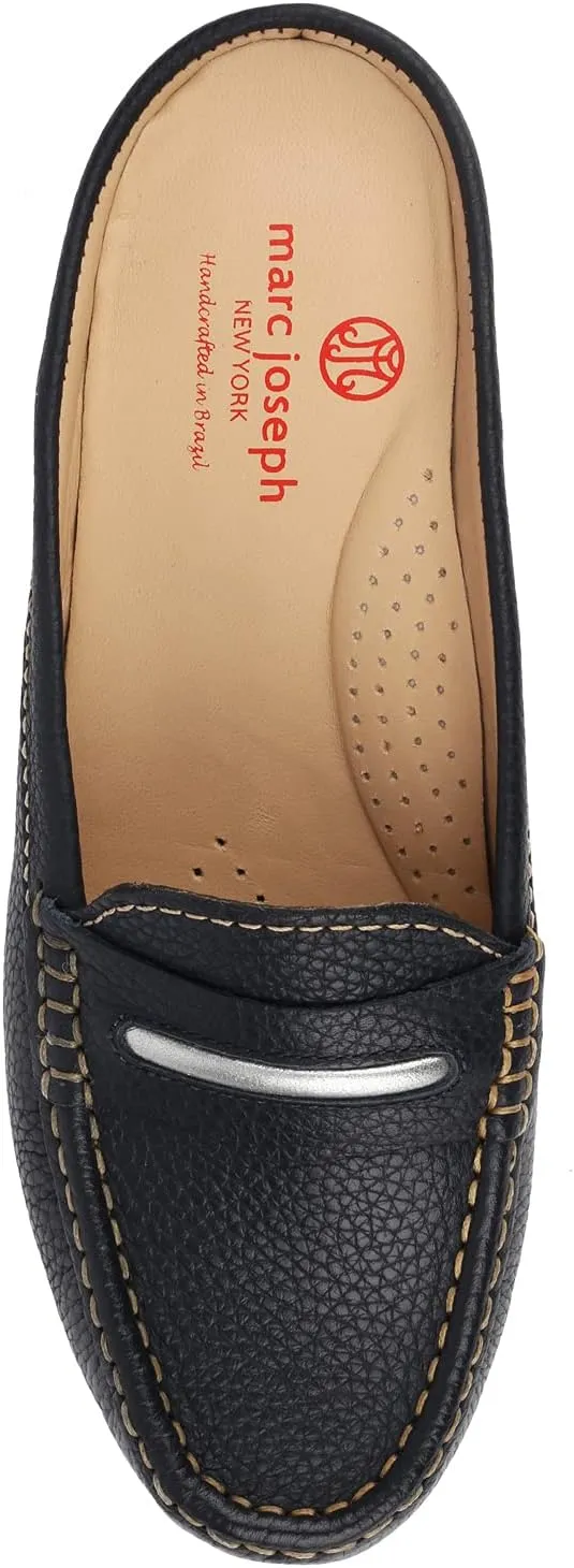 Marc Joseph New York Women's Leather Made in Brazil Luxury Mule Slide with Penny Detail