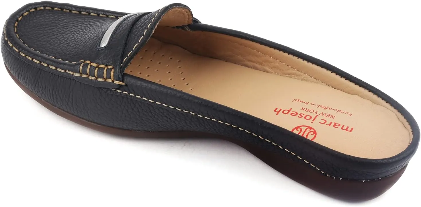 Marc Joseph New York Women's Leather Made in Brazil Luxury Mule Slide with Penny Detail