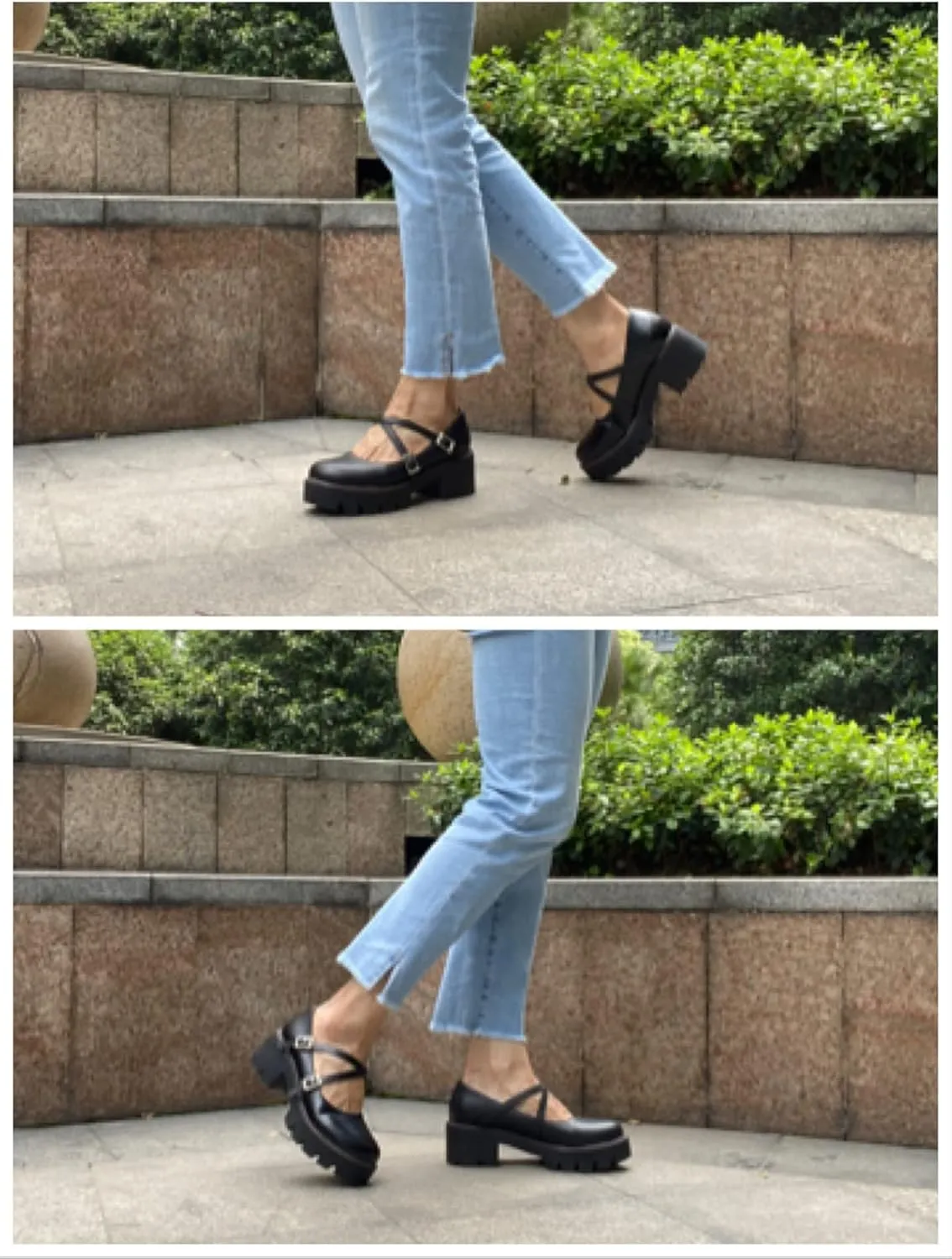 Mary Jane Shoes for Women Girls, Black Platform Mary Janes Chunky Heel Kawaii Lolita School Shoes