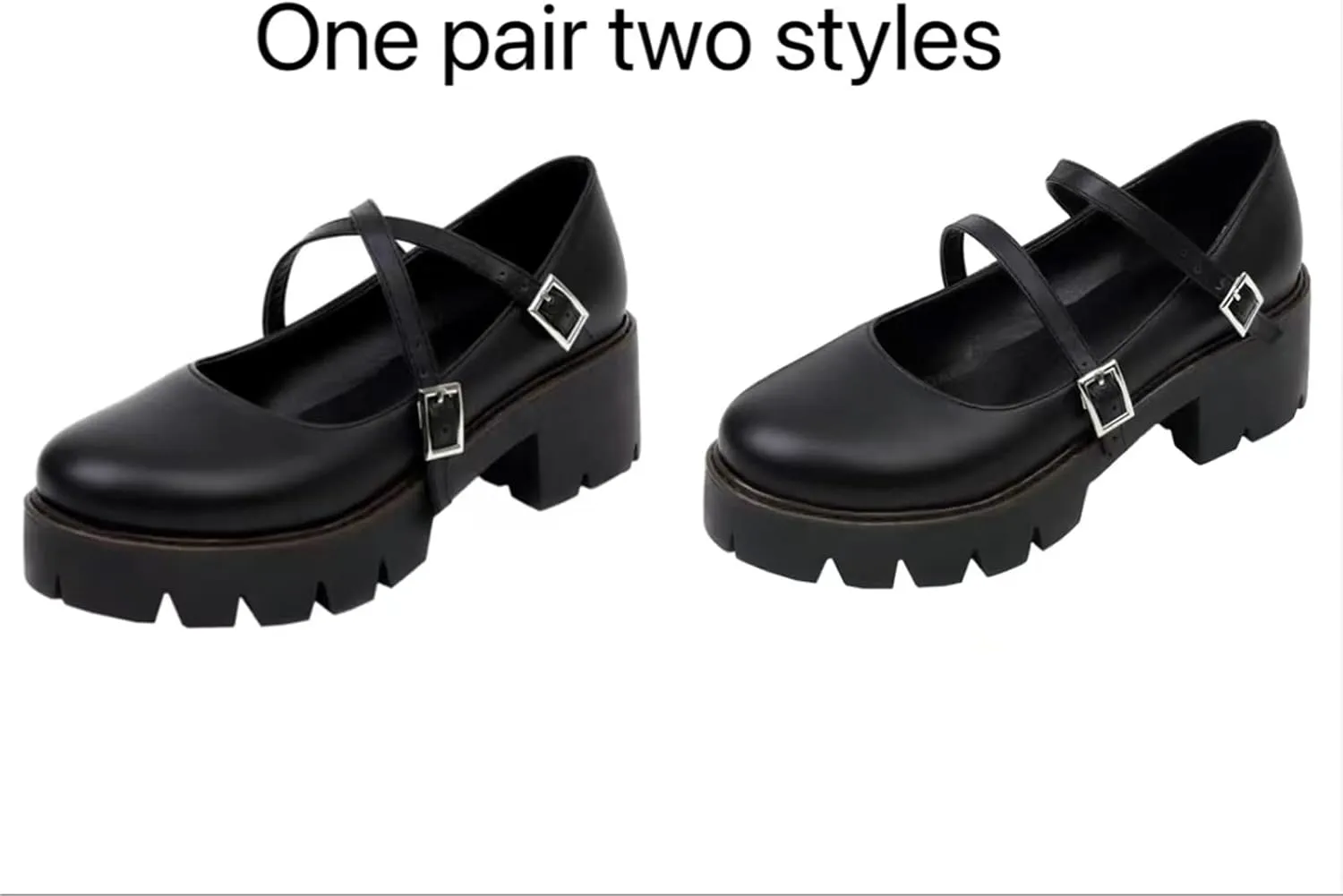 Mary Jane Shoes for Women Girls, Black Platform Mary Janes Chunky Heel Kawaii Lolita School Shoes