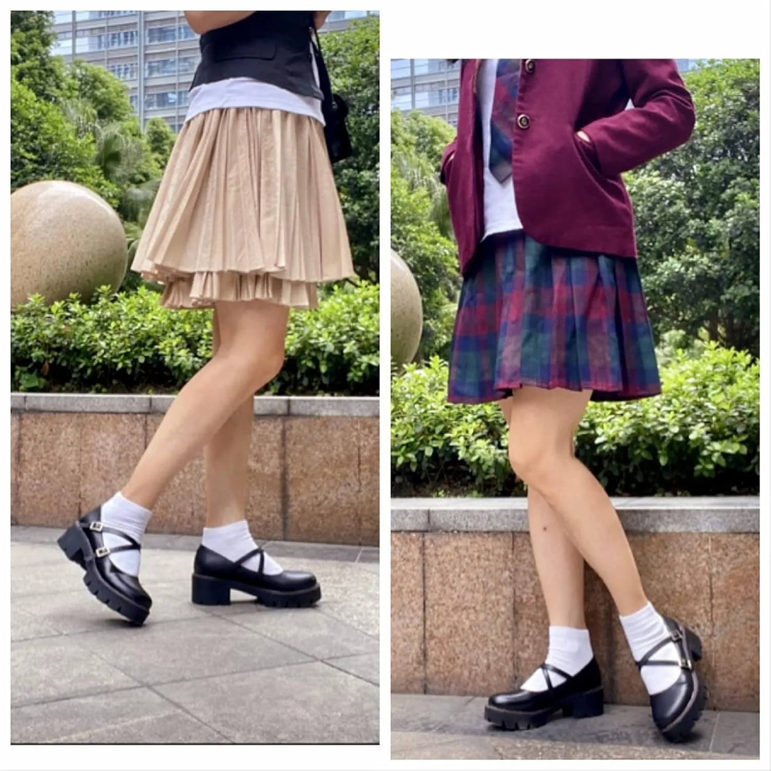 Mary Jane Shoes for Women Girls, Black Platform Mary Janes Chunky Heel Kawaii Lolita School Shoes