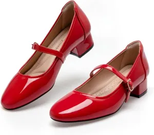 Mary Jane Shoes Low Heels Dress Pumps for Women With Adjustable Ankle Strap - 2 Inch Chunky Heel for Dressy Casual Occasions