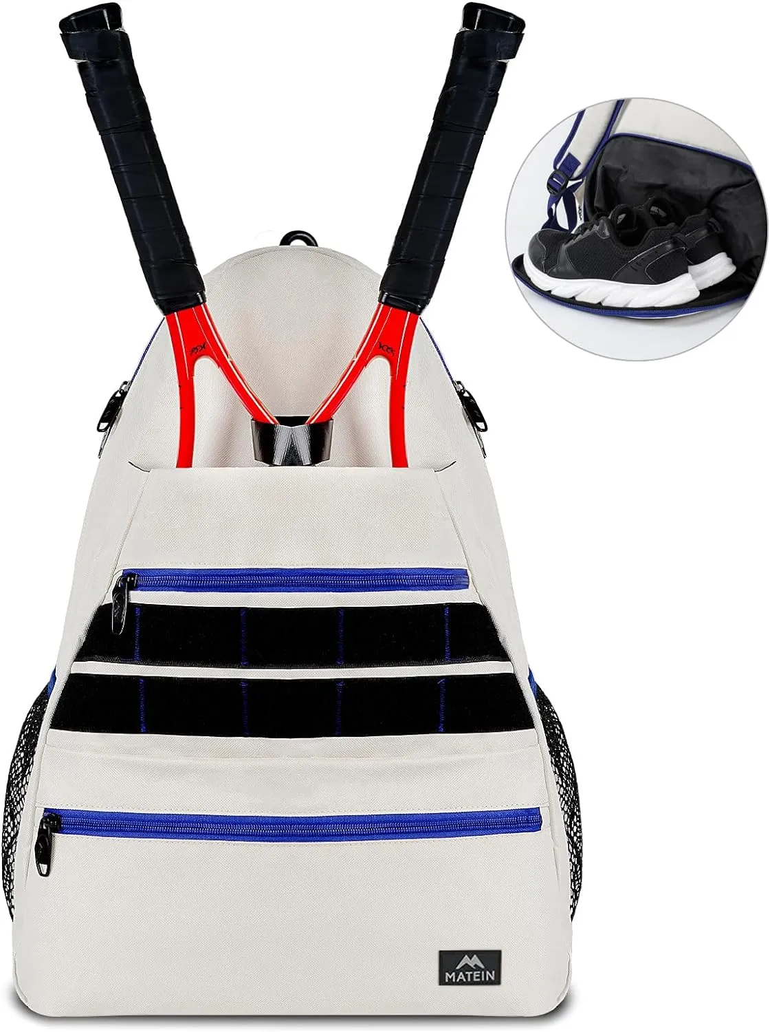 MATEIN Tennis Bag, Large Tennis Backpack for Men & Women with Shoe Compartment Hold 2 Rackets, Pickleball Paddles, Badminton Racquet, Ball Accessories