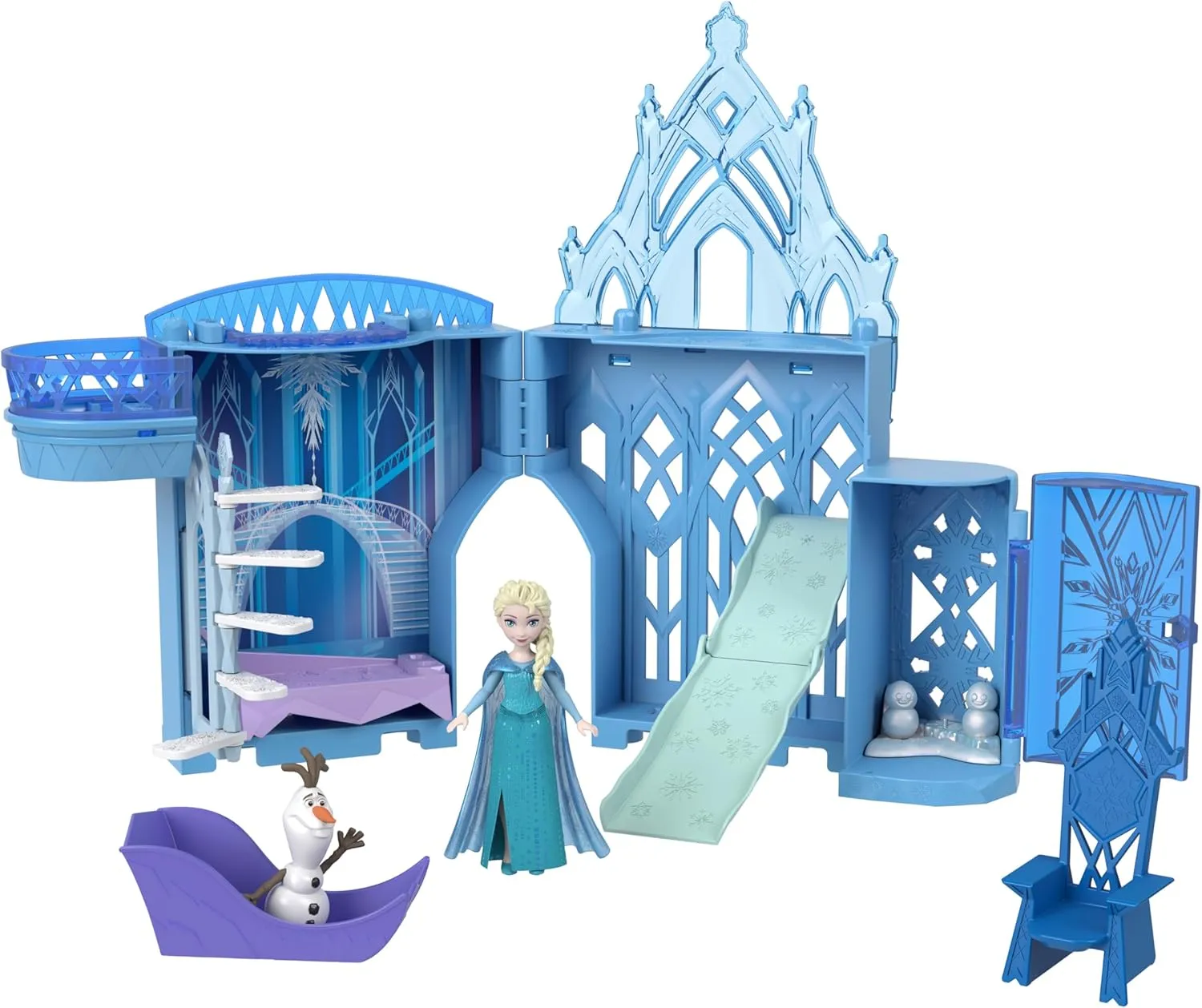 Mattel Disney Princess Toys, Storytime Stackers Elsa Ice Palace, Stackable Castle Doll House with Small Doll & 8 Pieces, Inspired by the Disney Frozen Movies