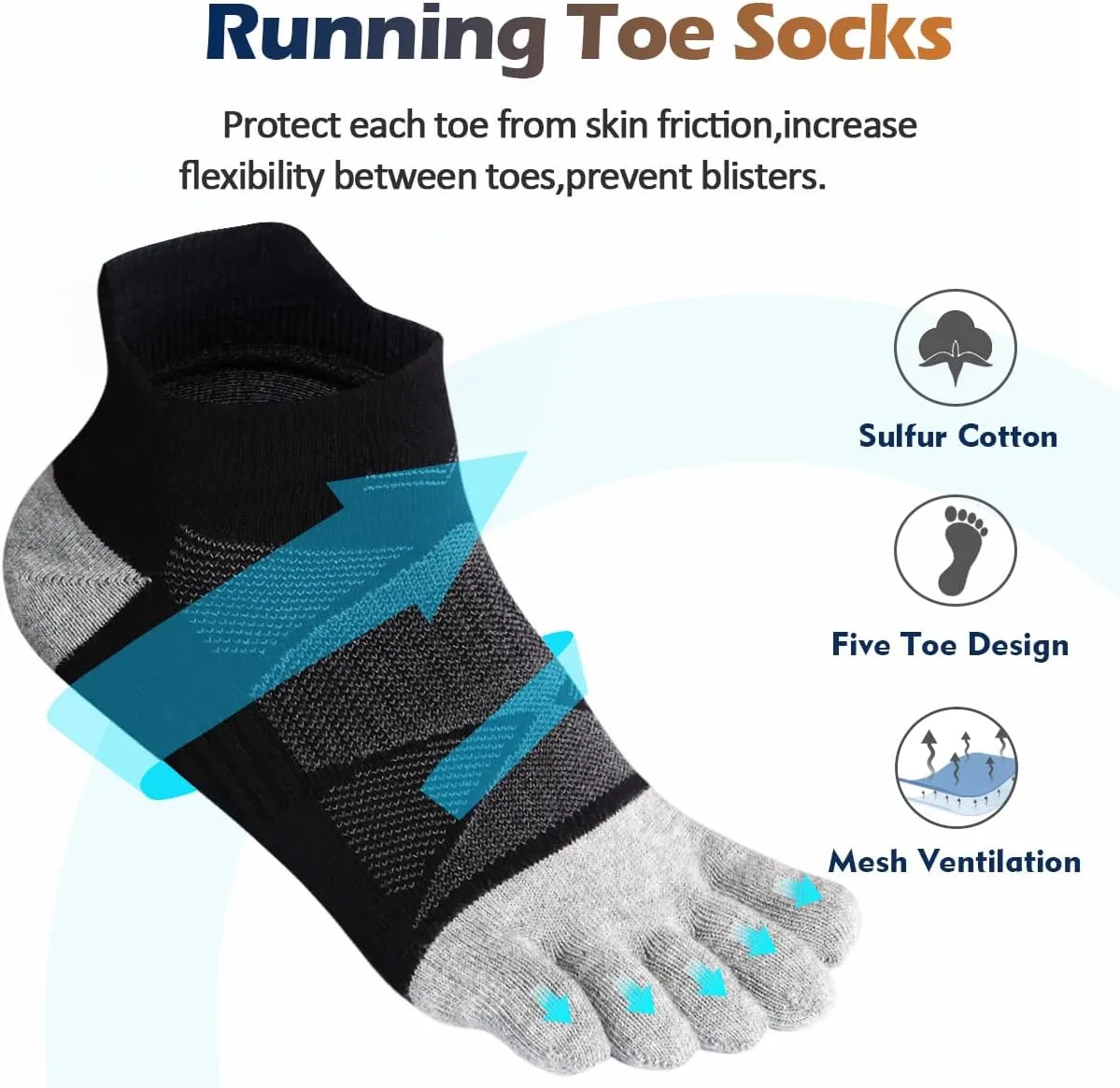 Meaiguo Toe Socks No Show Cotton Low Cut Five Finger Socks Athletic for Women