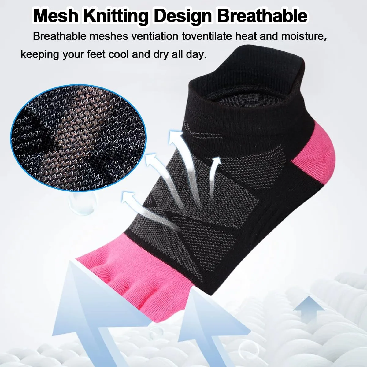 Meaiguo Toe Socks No Show Cotton Low Cut Five Finger Socks Athletic for Women