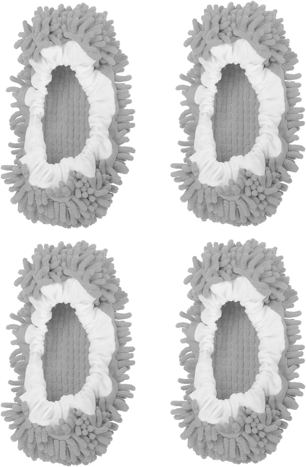 MECCANIXITY Mop Slippers Washable Microfiber Floor Cleaning Shoes Cover Chenille Duster Foot Socks Tools for House Clean, Grey 4 Pack