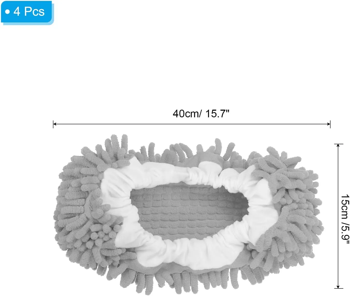 MECCANIXITY Mop Slippers Washable Microfiber Floor Cleaning Shoes Cover Chenille Duster Foot Socks Tools for House Clean, Grey 4 Pack