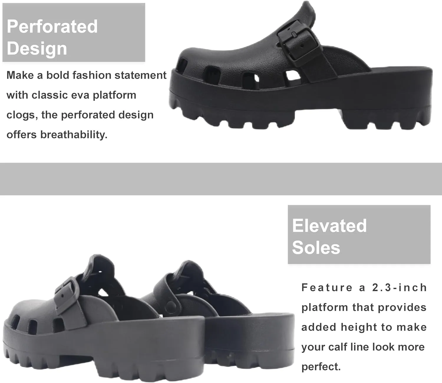 Meetinspace Platform Clogs for Women Stylish Mules Clogs with Thick Sole Quick Drying Comfortable Slip On Sandals with Adjustable Strap