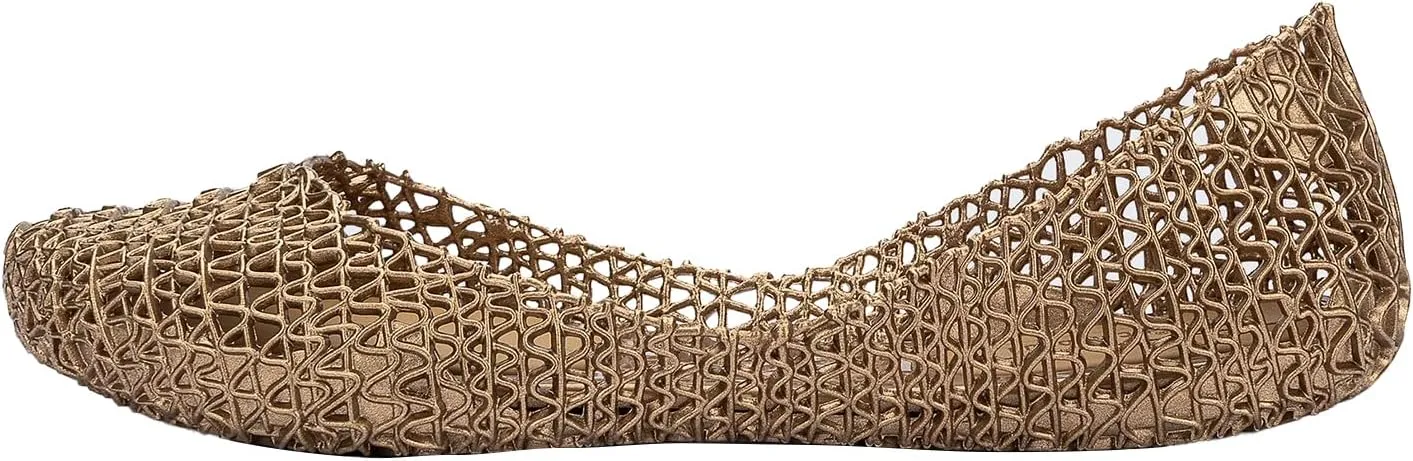 Melissa Campana Papel Flats for Women - Comfortable, Stylish & Flexible Slide-On Closed-Toe Jelly Flat Shoes with Hollow Interwoven Cut Out Design