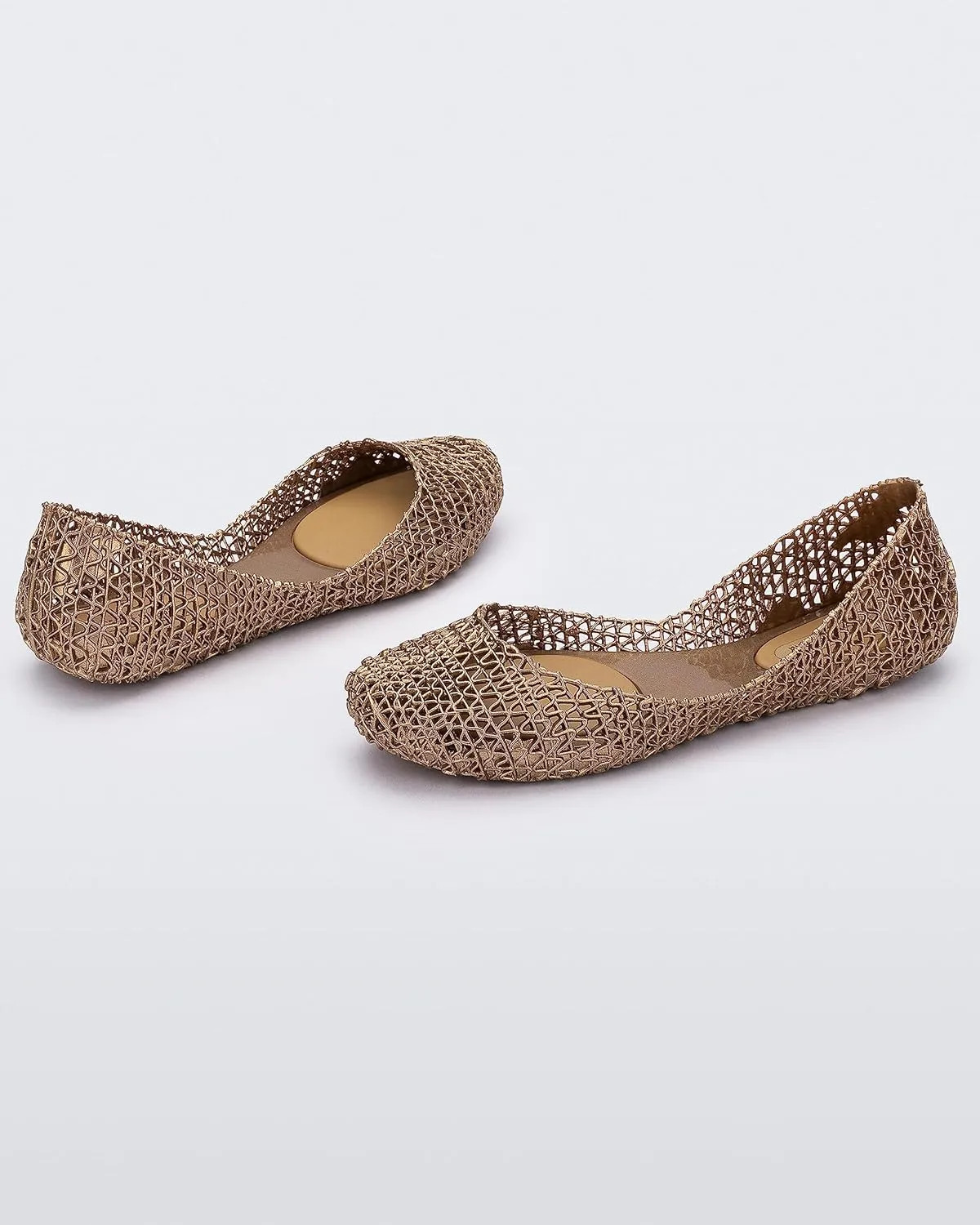 Melissa Campana Papel Flats for Women - Comfortable, Stylish & Flexible Slide-On Closed-Toe Jelly Flat Shoes with Hollow Interwoven Cut Out Design