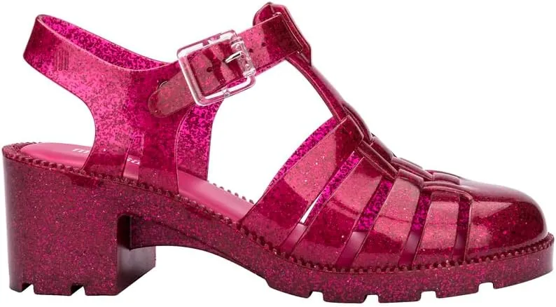 Melissa Possession Heel Fashion Sandals for Women - Iconic Fisherman Style with Medium Block Heel - Adjustable Buckle for Comfort - 100% PVC Upper/Insole/Sole - Bubblegum Scent