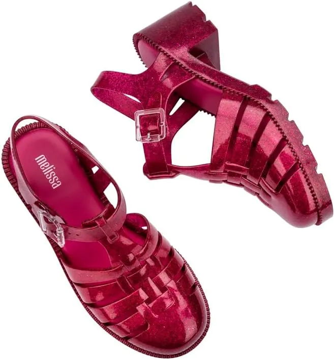 Melissa Possession Heel Fashion Sandals for Women - Iconic Fisherman Style with Medium Block Heel - Adjustable Buckle for Comfort - 100% PVC Upper/Insole/Sole - Bubblegum Scent