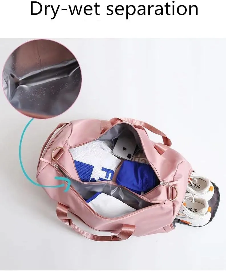 Men and Women's Travel Bag With Shoe Compartment Sports Tote Gym Bag Weekender Overnight Shoulder Bag