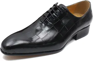 Men Retro Formal Oxfords Dress Leather Lace-ups Business Casual Wingtip Wedding Party Derby Shoes,Black-40