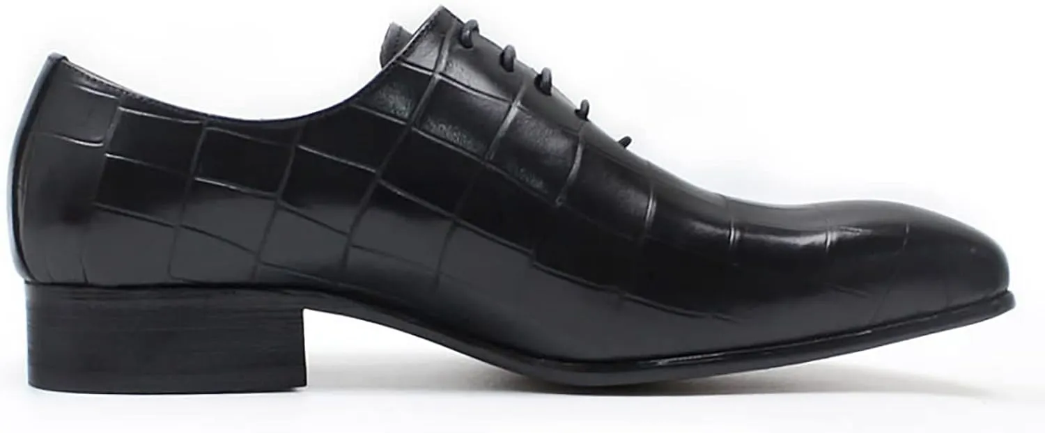 Men Retro Formal Oxfords Dress Leather Lace-ups Business Casual Wingtip Wedding Party Derby Shoes,Black-40