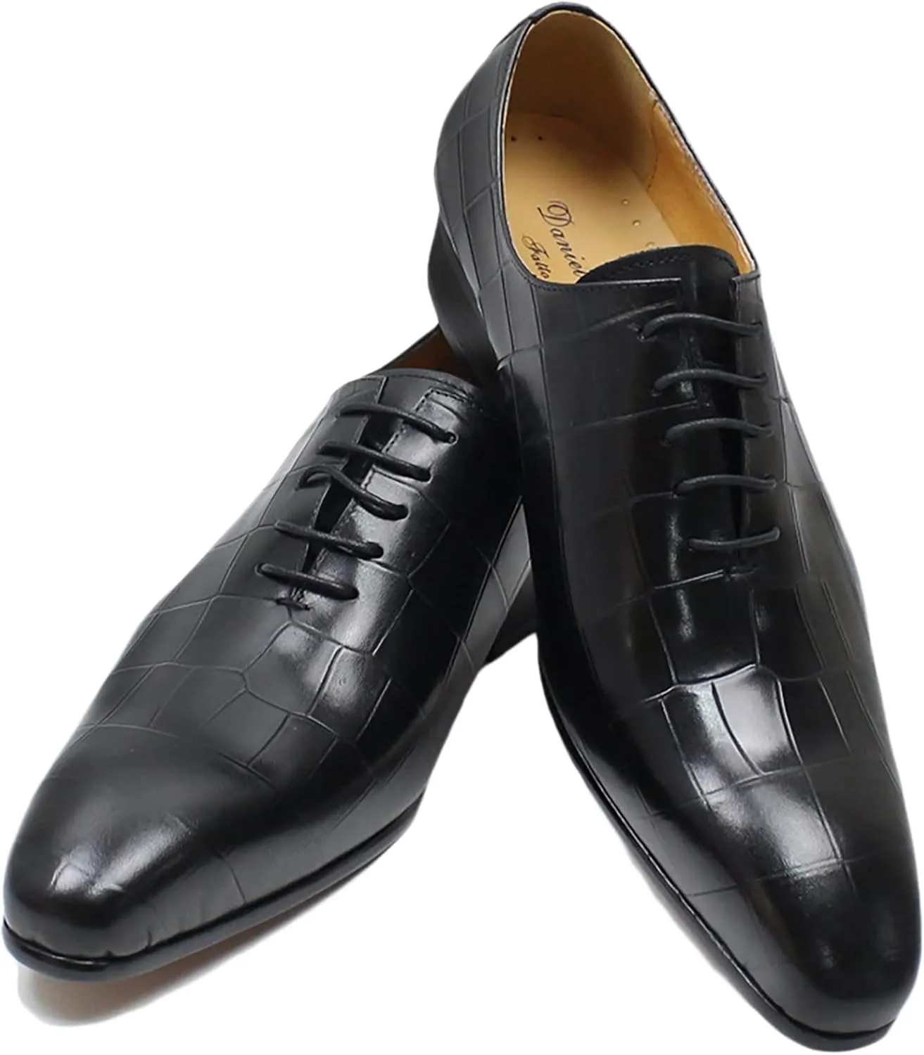 Men Retro Formal Oxfords Dress Leather Lace-ups Business Casual Wingtip Wedding Party Derby Shoes,Black-40