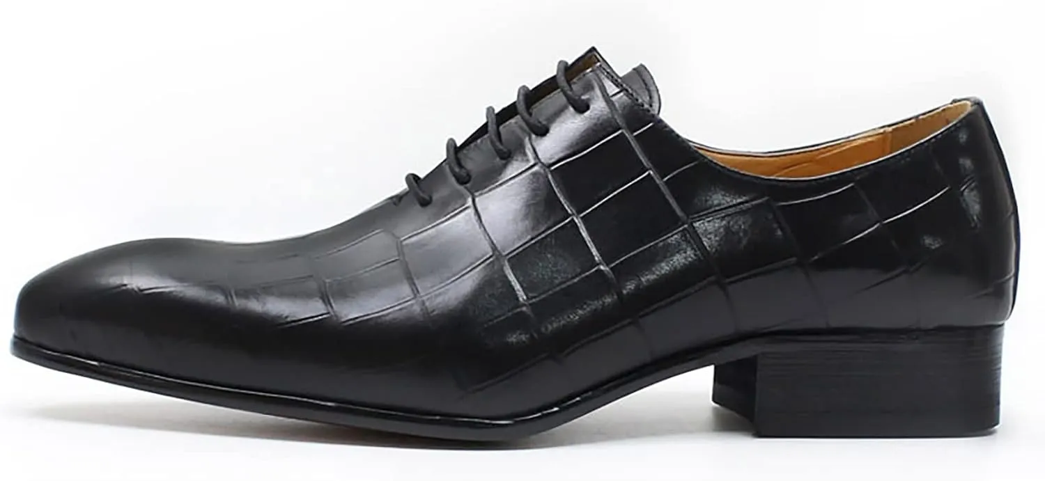 Men Retro Formal Oxfords Dress Leather Lace-ups Business Casual Wingtip Wedding Party Derby Shoes,Black-40