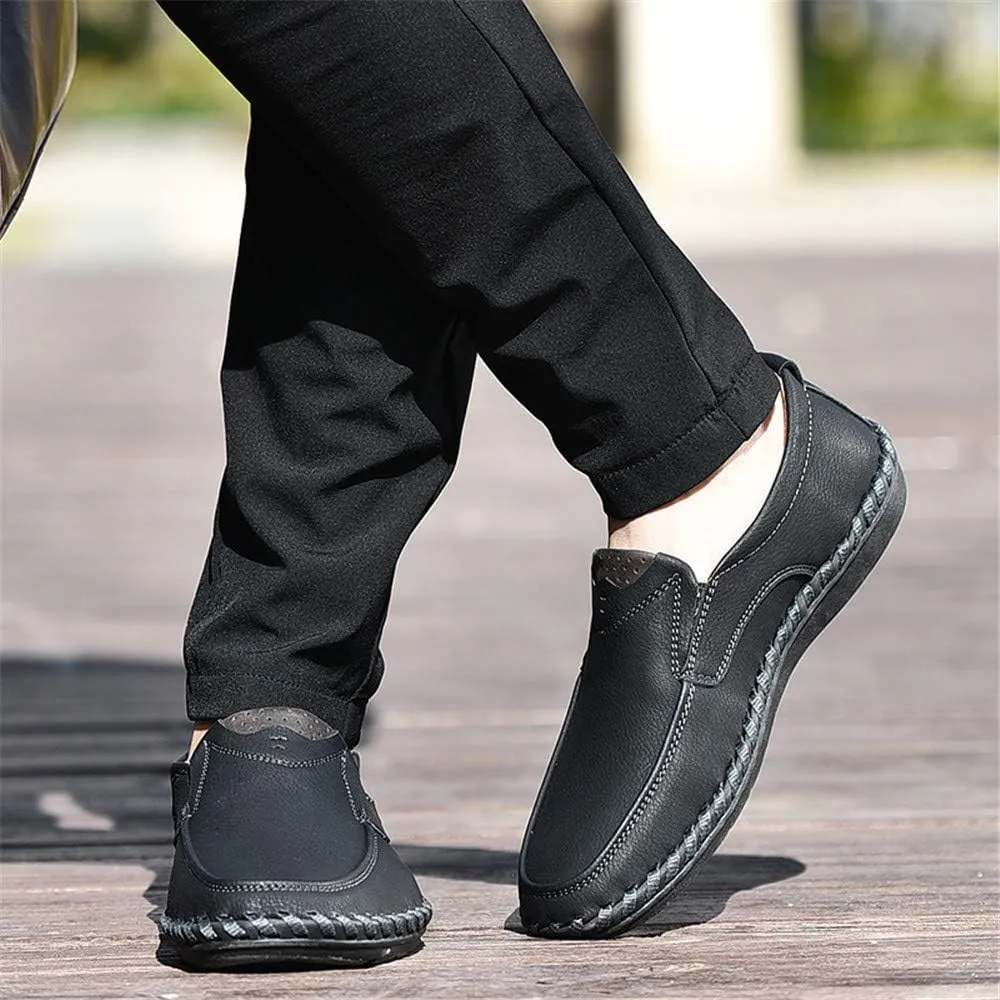Men Vintage Cowhide Loafers Summer Casual Walking Shoes Fashionable Boat Moccasins Leisure Comfortable Chic New Driving Footwear