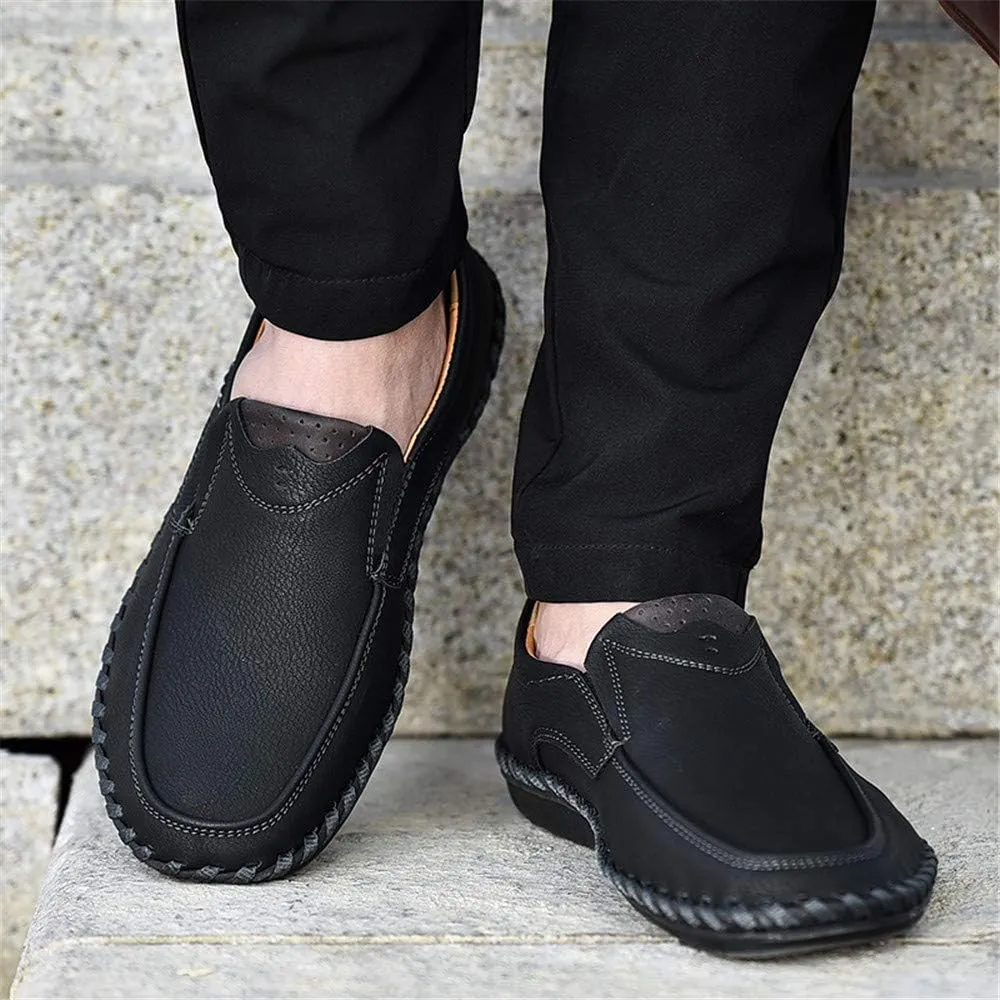 Men Vintage Cowhide Loafers Summer Casual Walking Shoes Fashionable Boat Moccasins Leisure Comfortable Chic New Driving Footwear