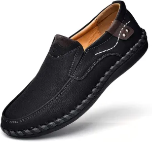 Men Vintage Cowhide Loafers Summer Casual Walking Shoes Fashionable Boat Moccasins Leisure Comfortable Chic New Driving Footwear