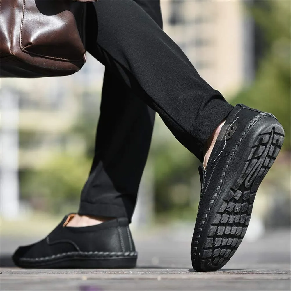 Men Vintage Cowhide Loafers Summer Casual Walking Shoes Fashionable Boat Moccasins Leisure Comfortable Chic New Driving Footwear