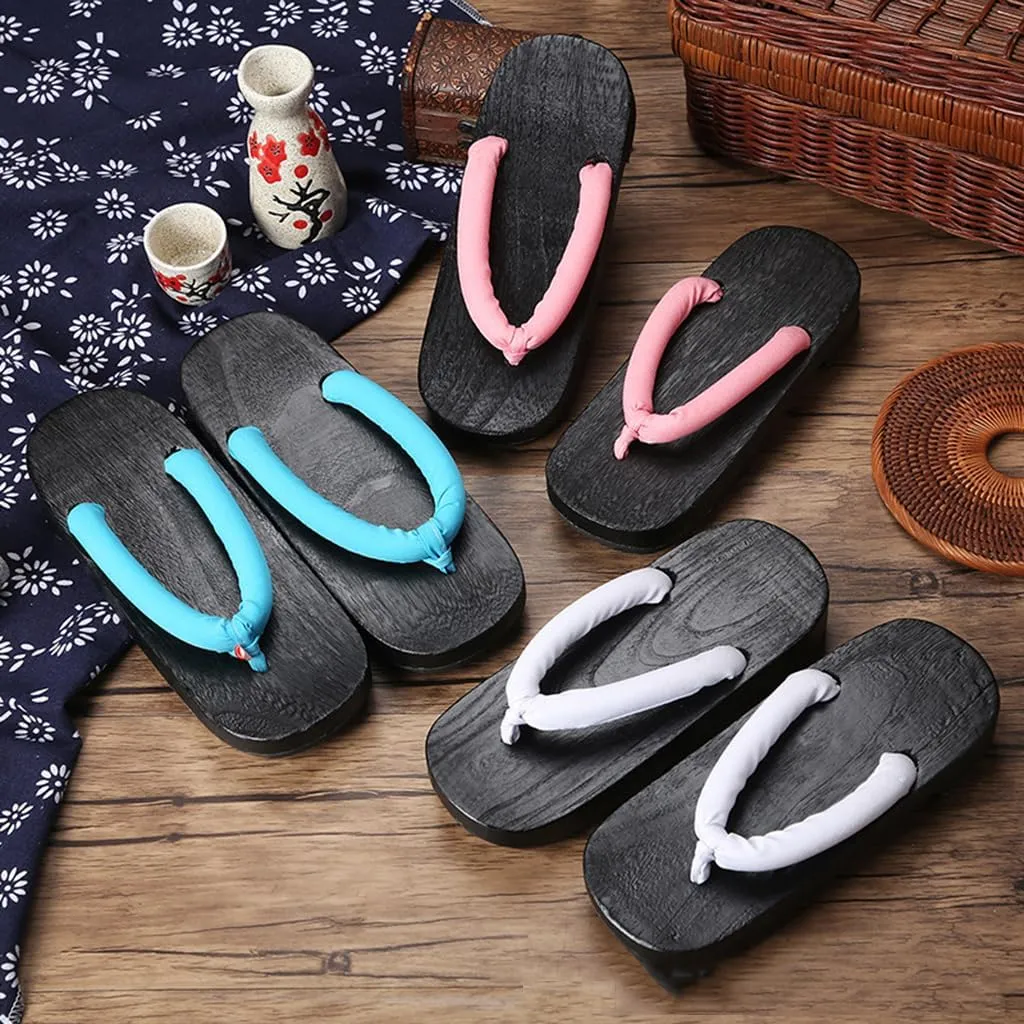 Men's and Women's Wooden clogs Japanese Flip flops,Burnt Paulownia Wooden clogs Slippers,Flat Japanese Traditional Clogs Geta Sandals Traditional Round Headed Wooden Clogs Shoe(Size:EU 40,Color:Pink)