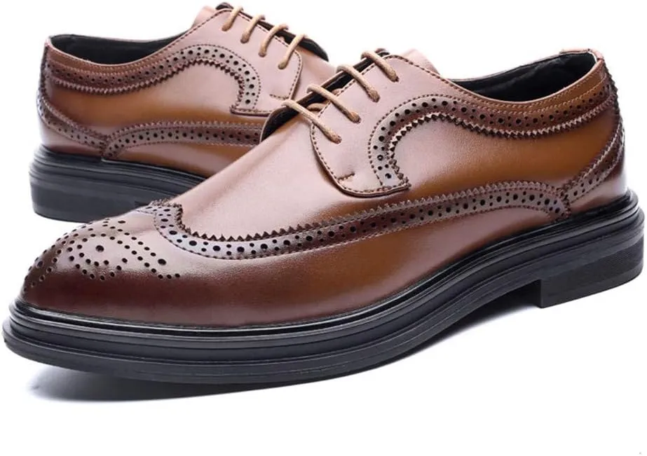 Men's Business Oxford Casual Chic British Style Low-top Classic Carving Lace Brogue Shoes Non-Slip