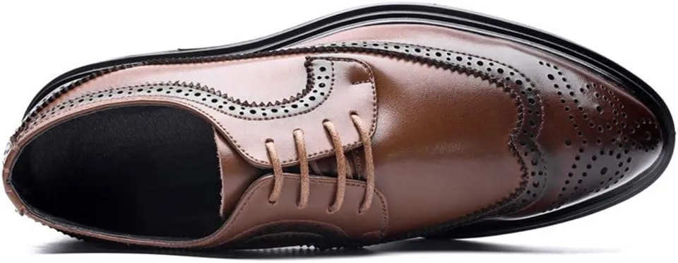 Men's Business Oxford Casual Chic British Style Low-top Classic Carving Lace Brogue Shoes Non-Slip
