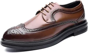 Men's Business Oxford Casual Chic British Style Low-top Classic Carving Lace Brogue Shoes Non-Slip