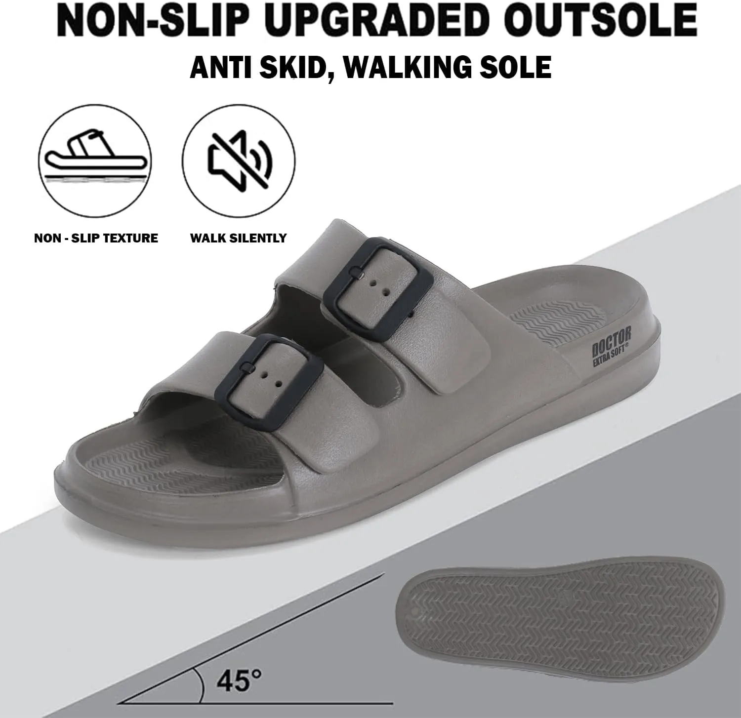 Men's Classic Cushion Sliders/Slippers with Adjustable Buckle Strap for Adult | Comfortable & LightWeight |Stylish & Anti-Skid| Waterproof & Everyday Flip Flops for Gents/Boys D-505
