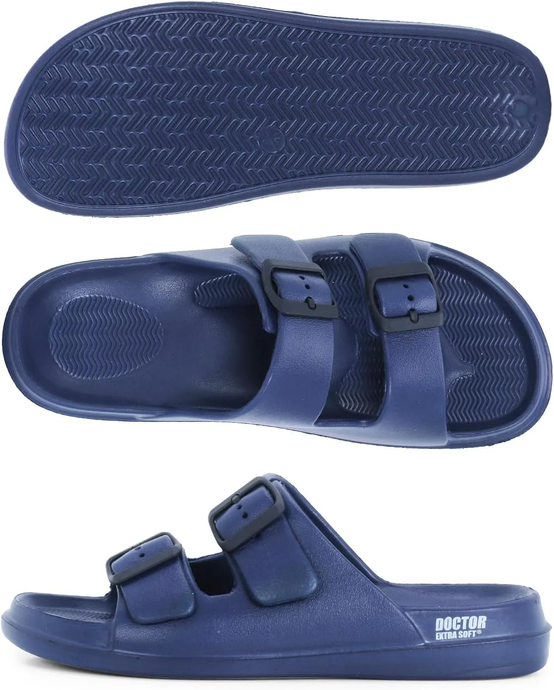Men's Classic Cushion Sliders/Slippers with Adjustable Buckle Strap for Adult | Comfortable & LightWeight |Stylish & Anti-Skid| Waterproof & Everyday Flip Flops for Gents/Boys D-505