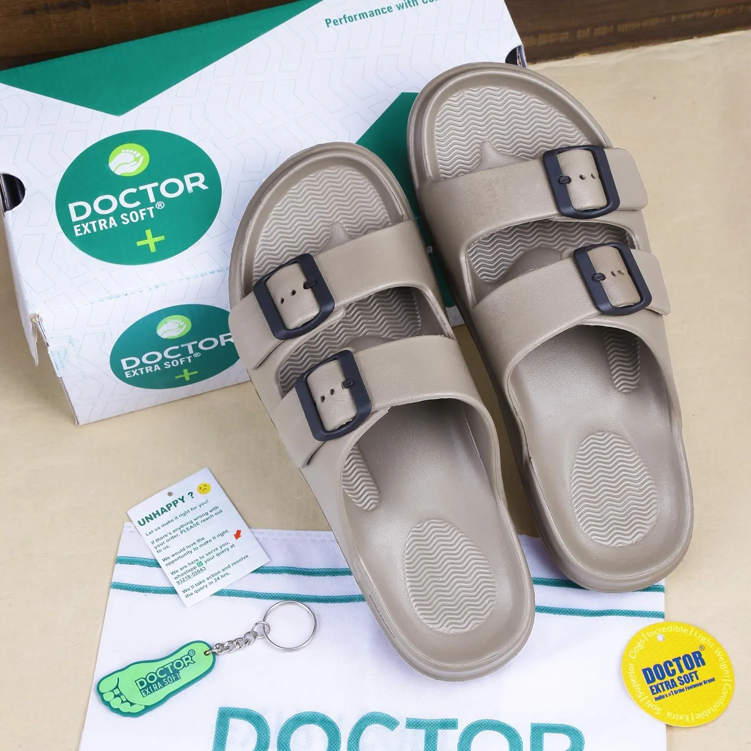 Men's Classic Cushion Sliders/Slippers with Adjustable Buckle Strap for Adult | Comfortable & LightWeight |Stylish & Anti-Skid| Waterproof & Everyday Flip Flops for Gents/Boys D-505
