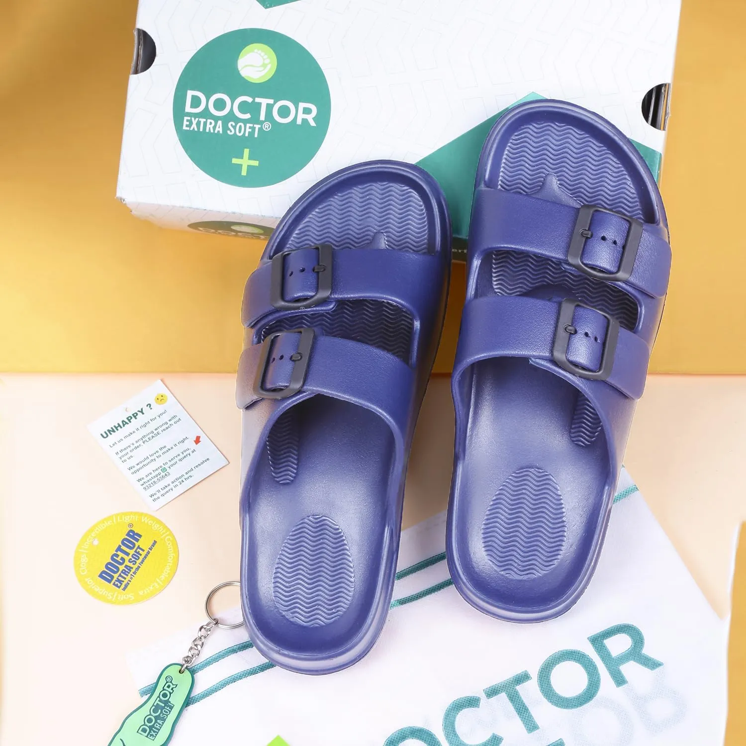 Men's Classic Cushion Sliders/Slippers with Adjustable Buckle Strap for Adult | Comfortable & LightWeight |Stylish & Anti-Skid| Waterproof & Everyday Flip Flops for Gents/Boys D-505