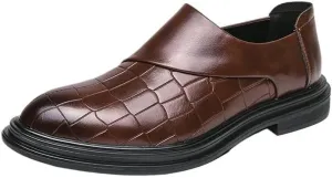 Men's Crocodile Pattern Casual Loafers Slip On Leather Shoes Lightweight Driving Shoes Moccasins Classic Loafer Flats Boat Shoes Outdoor Walking Shoes