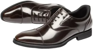 Men's Leather British Style Lace Up Wing Tip Dress Shoe Classic Round Toe Shiny Checkered Comfortable Derby Loafers