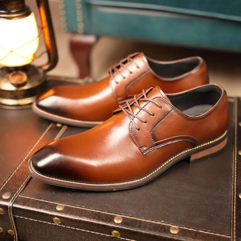 Men's Leather British Style Lace Up Wing Tip Dress Shoe