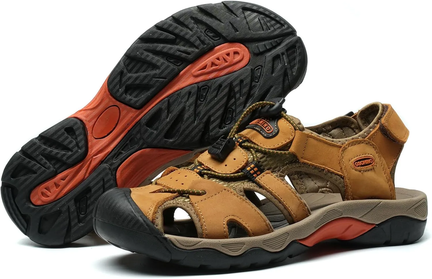 Mens Leather Sports Sandals For Men Closed Toe Hiking Outdoor Athletic Casual Walking Sandals Water Shoes Summer Fisherman Sandal Handmade