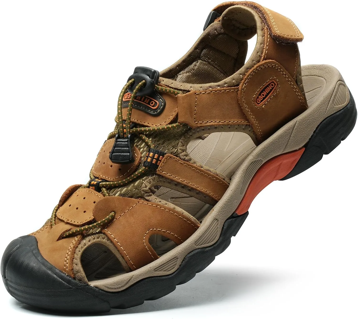 Mens Leather Sports Sandals For Men Closed Toe Hiking Outdoor Athletic Casual Walking Sandals Water Shoes Summer Fisherman Sandal Handmade