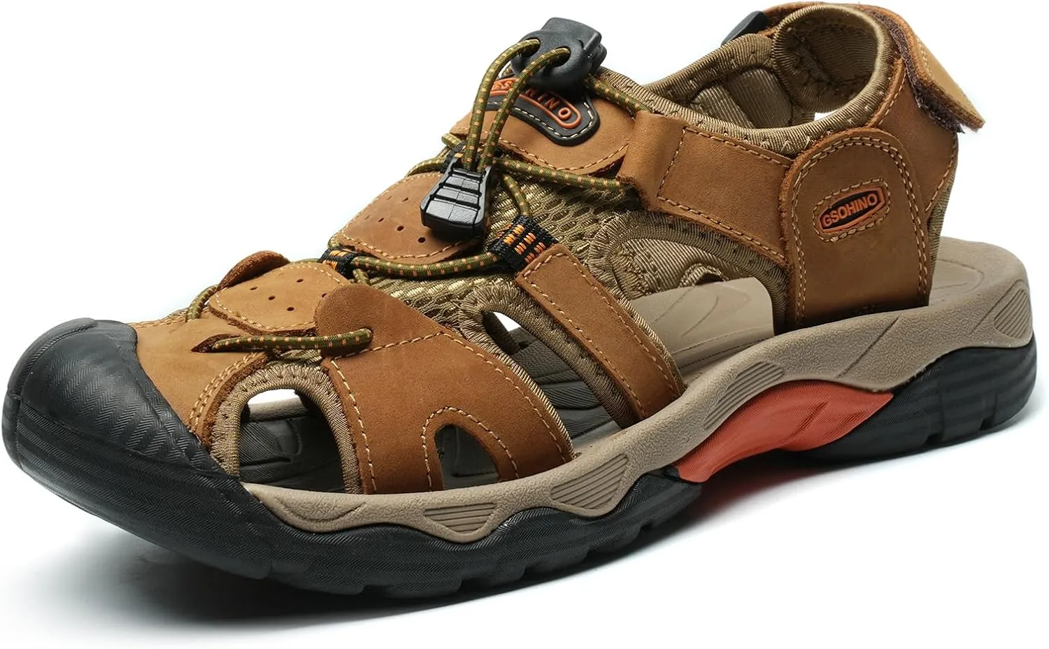 Mens Leather Sports Sandals For Men Closed Toe Hiking Outdoor Athletic Casual Walking Sandals Water Shoes Summer Fisherman Sandal Handmade