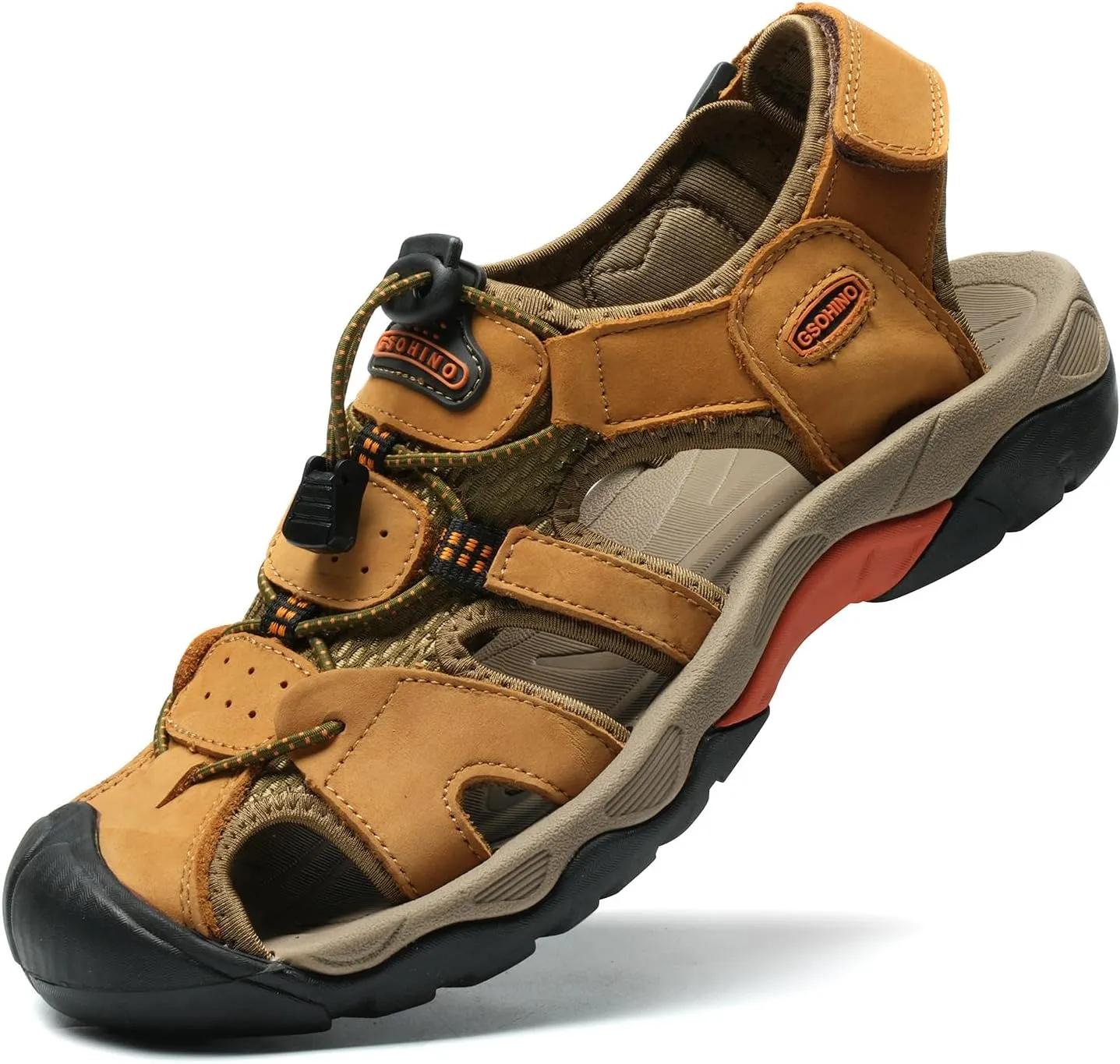 Mens Leather Sports Sandals For Men Closed Toe Hiking Outdoor Athletic Casual Walking Sandals Water Shoes Summer Fisherman Sandal Handmade
