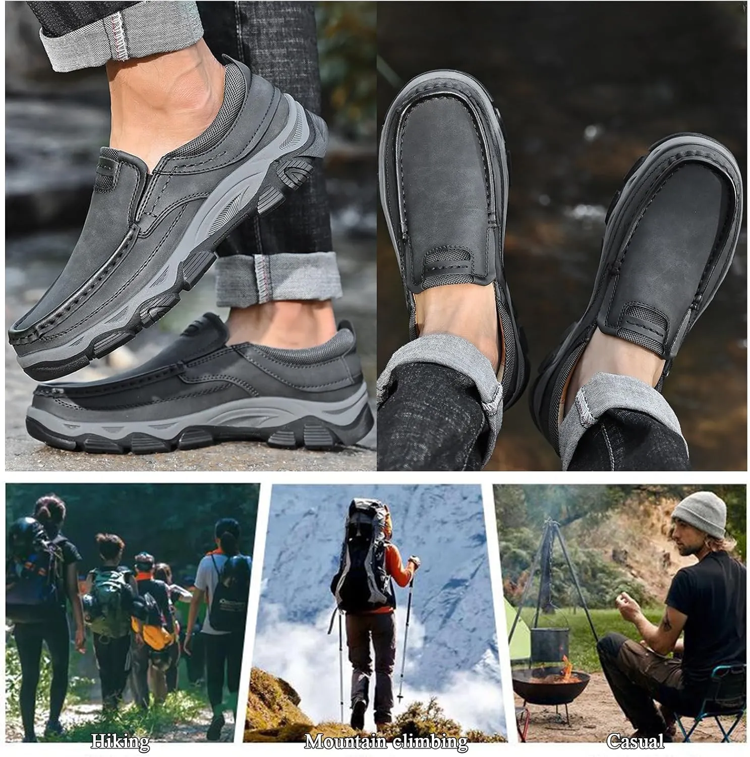 Men's Loafers Casual Slip On Shoes Soft Loafer for Men Lightweight Breathable Non Slip Walking Sneakers Comfortable Driving Shoes for Hiking