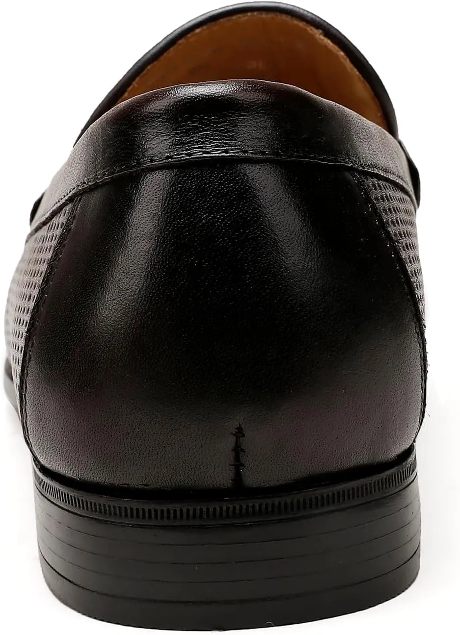 Men's Penny Loafers, Premium Ostrich Print Slip-on Dress Shoes Formal Business Shoes with Metal Buckle Casual Dress Loafer for Mens