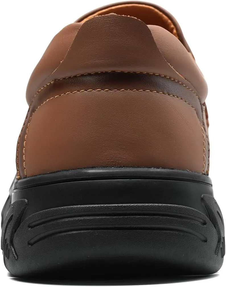 Mens Slip On Casual Loafers Classic Outdoor Leather Walking Hiking Dress Shoes Comfortable for Work Office Shoes